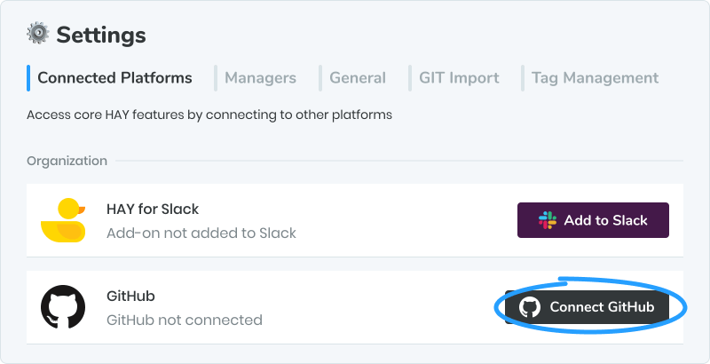 Connect GitHub account